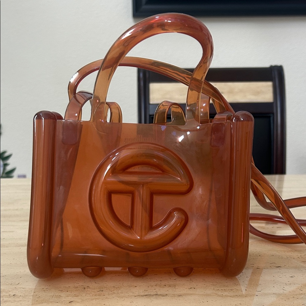 Telfar X Melissa collab Mini Transparent Amber Tote